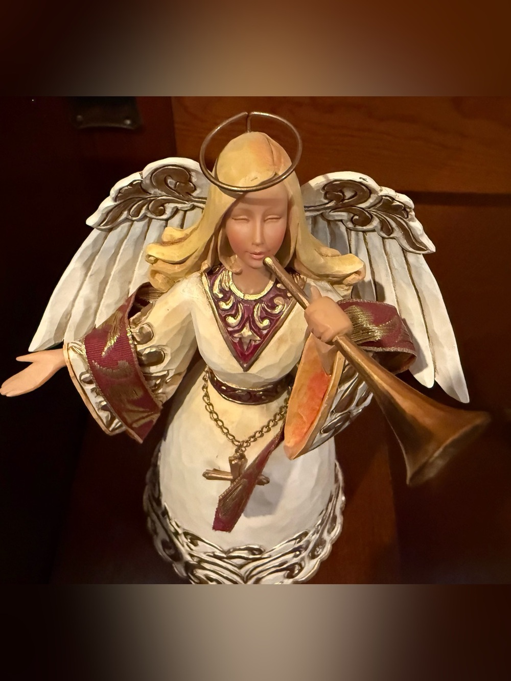 JIM SHORE HEARTWOOD CREEK CHRISTMAS ANGEL W/ CROSS ~ REJOICE ~ #4023458